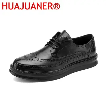 Мъжки модел обувки от бяла кожа, ежедневни бизнес обувки, маркови мъжки Сватбени офис oxfords за мъжете, удобни обувки за ходене