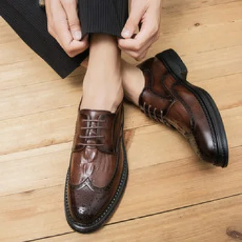 Мъжки обувки Пролет в Британска Ежедневни папина обувки Бизнес Официалната Сватба облекло обувки Мъжки Кожени обувки с мека подметка За по-Младите Мъже