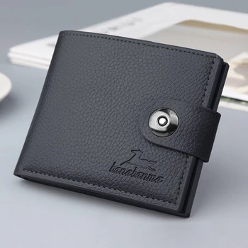 Мъжки портфейл с мека кожена катарама, кратък чантата си, притежател на кредитна карта, портфейли и за мъже, скоба за пари, малка чанта