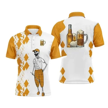 Мъжки ризи с къси ръкави, бирена щампи, летни ризи, мъжки отвороты за голф, за почивка, тениски, ежедневни мъжки блузи копчета в стил хип-хоп.