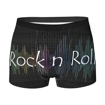 Мъжки слипове-боксерки Rock N Roll Sound, черно метално бельо с висока пропускливост на въздуха, панталони с принтом най-високо качество, подаръци за рожден ден