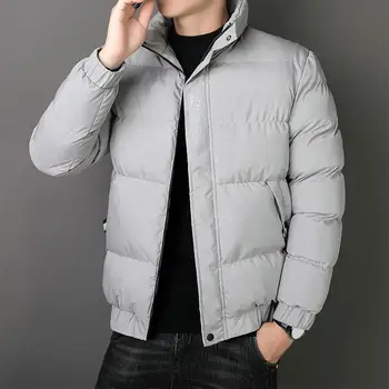 Мъжко яке с цип, мъжки палта, Стилни мъжки зимно яке с модерен принтом, Топло удобни Връхни дрехи ежедневна дизайн, палто