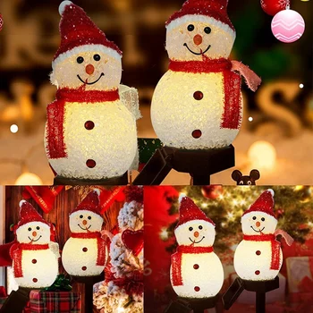 На слънчева светлина под формата на снежен човек, Коледни led светлини във формата на снежен човек на слънчева батерия, улични, градински осветителни тела на колах, Коледа