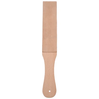 Набор от точилок за ножове с Дървена дръжка, Кожена каишка за заточване на самобръсначки Ръчно изработени карета перална плака и восък за полиране на кожени паста