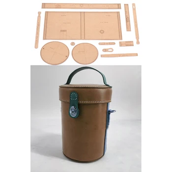 Направи си сам Leather craft дамски малка чанта-кофа за през рамо с шарките на английската версия на 500 гориво модел от крафт-хартия 12,5x18 см