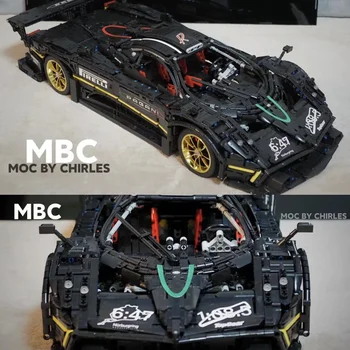 Нов 1: 8 Zombar Super Black Sport Racing Paganis, модел на автомобила, градивен елемент на градската високоскоростна кола, тухлени играчки за деца, Нов подарък за момче