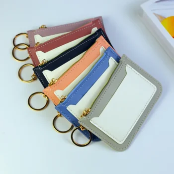 Нова Корейска женствена чанта за карти, женски просто чантата с цип, монофонични държач за визитки, преносим, компактен, монофонични