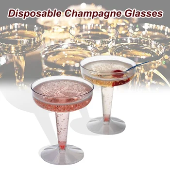Нови пластмасови за еднократна употреба чаши за шампанско - 20pcs Прозрачни пластмасови чаши за шампанско за партита, прозрачна пластмасова чаша