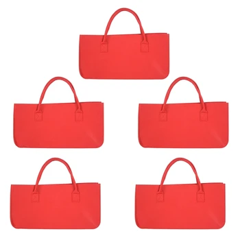 Новият 5-кратно войлочный чантата си, филцови чанта за съхранение, ежедневни пазарска чанта с голям капацитет - червен