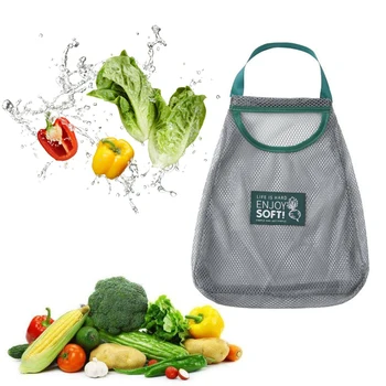 Окото чанта за съхранение на плодове и зеленчуци в кухнята, Стенни чанта за съхранение на дреболии, преносим Дишаща окачен на притежателя