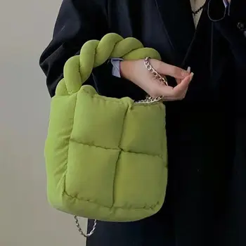 Оригинален дизайн, мек памучен възглавница, ромбовидная вельветовая мини чанта-тоут, ръчно перевязь, чанта за момичета, мека сладко чанта, чанта за момичета
