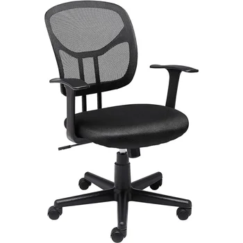 Основите на Мрежест Офис стол с регулируема височина на облегалката и завъртане на 360 градуса с подлакътници, Черна игри стол, Компютърен стол