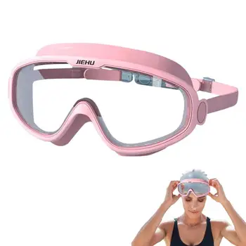 Очила за плуване за възрастни с защита от uv, Херметически затворени Очила за плуване за възрастни в голяма рамка, Удобни очила за плуване с защита срещу замъгляване и ултравиолетовите за мъже