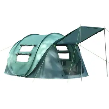 Палатка за къмпинг, за 3-4 човека, прибиращ се в палатката с чанта за носене, водоустойчива Преносима палатка за нощуване на открито, разходки.