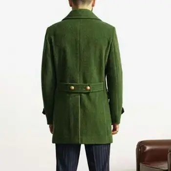 Палто с отложным яка, мъжки тренч средна дължина на британския стил, двубортный дизайн, джобове с отложным яка, дебела