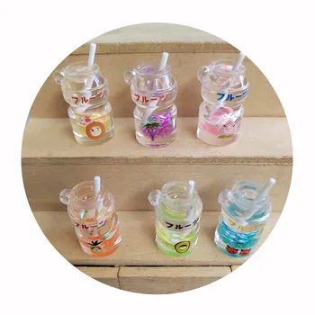 Популярни в Корея окачване за бутилки от смола, 3D Играчка, мини-напитки, Куклена Къща, Миниатюрни обеци 
