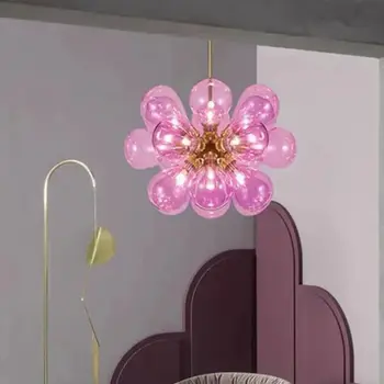 Постмодернистская балон LED полилей стъклена лампа блясък couleur За хола таванска стая Декор Спалня дизайнерска атмосфера на светлина