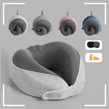 Пътна въздушна Възглавница за шията от пяна с памет ефект Удобен Дишаща калъф, който може да се пере в машина, Пътен комплект за самолет с 3D маска за сън и затычками за уши