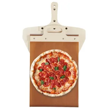 Разтегателна гребло за почистване на пица Pala Pizza Scorrevole Рамо за пренасяне на пица с незалепващо покритие на Гребло за почистване на пица с дръжка, за да проверите за печене 40 см