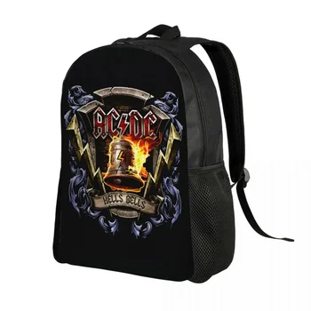 Раница за лаптоп в ретро стил Rock Hells Bells-AC DC, мъжки и дамски модерна чанта за книги, чанти за студенти