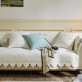 Регулируема калъф за дивана в скандинавски стил, ретро стил, Универсална възглавница за седалката, Нескользящий калъф за дивана, Изискана Удебелена в памучна възглавница
