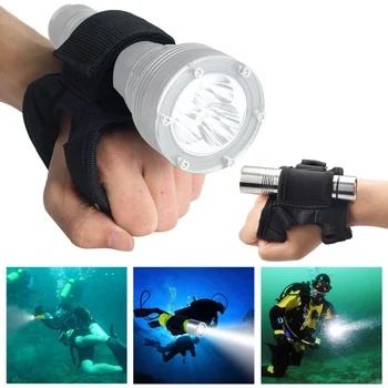 Ръкавици-фенерче за гмуркане с акваланг, led фенерче, държач за фенерче, Мека Черна Неопреновая ръкавица за определяне на ръка