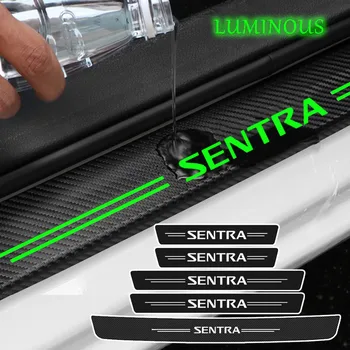 Светещ лента, Защитна плоча на прага на колата за Nissan Sentra, лого, Защита от надраскване на прага на багажника, стикери с аксесоари