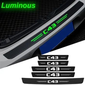 Светещ лента, защитни етикети на прага на задния багажник, стикери за Mercedes Benz C43, светещи в тъмното лигавицата на праговете на автомобила