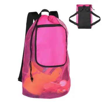 Сгъваема Плажната mesh bag, Плажна чанта за багаж, чанта-органайзер за детски играчки голям капацитет, мрежест Лаптоп раница за съхранение