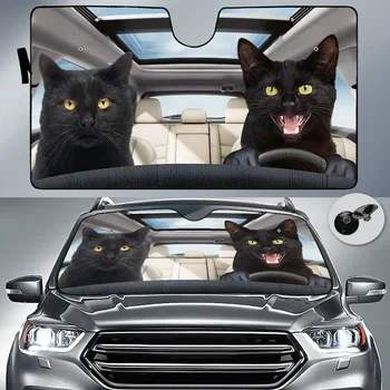 Сенника За кола Black Cat, Автоматичен Козирка За автомобил Black Cat, за любители на Черни Котки, Козирка От Слънцето На Предното стъкло, Защита От Слънцето В колата, Подарък За Двойки