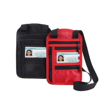 Сигурен титуляр, голям чанта за съхранение на лична карта, пътна чанта за носене на врата, сигурен титуляр за радиочестотна идентификация, Многофункционална чанта за съхранение на лична карта за лаптоп
