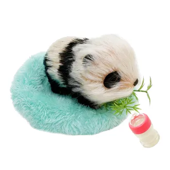 Силиконовата панда VOLOBE, 5 см, мека мини-реалистична панда с дневен и спален кът подложка, аксесоари за панди за деца, подарък за Коледа за момчета и момичета