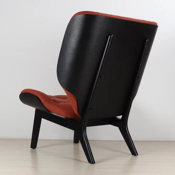 Скандинавски изогнутое стол за почивка от масивно дърво, прост, модерен плат разтегателен диван и фотьойл