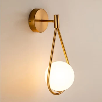 Скандинавски минималистичен led монтиран на стената лампа, нощни стъклена топка за баня Реколта стенни осветителни тела, Произведения на вътрешно осветление на стълба на пътеката