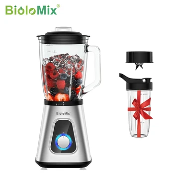 Смесител за шейкове BioloMix с мощност 1300 W с стъклен буркан с обем 1,5 л, комбинираната смесители за замразени плодови напитки, сосове