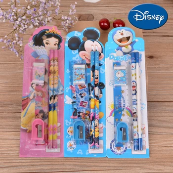 Стационарен комплект принцеси на Дисни от Мики Маус, Хубава Анимация, Детски молив, Линийка, Гумичка, Стационарен комплект, Канцеларски материали, за да се учат, Бебешки аксесоари