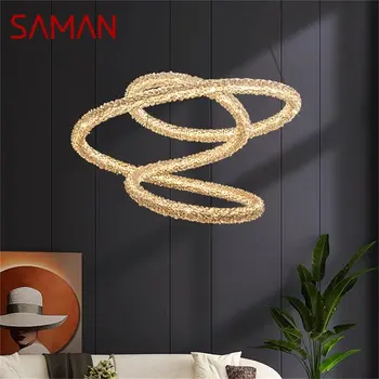 Съвременен Творчески Окачен лампа SAMAN Led осветителни тела, Златна Декоративна Кристален Полилей за дома, хол, трапезария