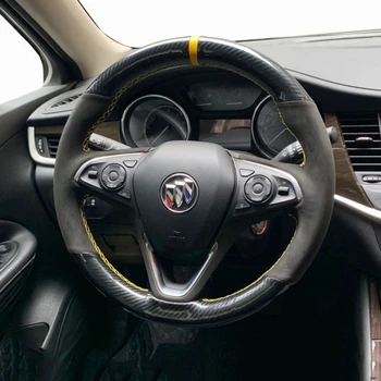 Тампон върху волана на колата с оплеткой от въглеродни влакна за Buick envision 2021, тампон на волана Verano Regal, ръчна бродерия 2015-2020 г.