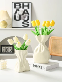 Творчески и луксозни керамични вази, модерна и минималистичная мебели за дома, декорация за всекидневната сухи цветни композиции
