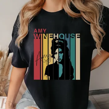 Тениска Ейми Уайнхаус в ретро стил, реколта цвят на комфорт, забавна музика за теб и приятелите, почитатели 2023 година