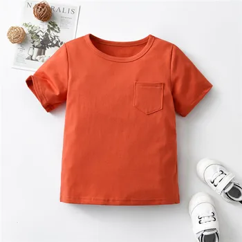 Тениска с къси ръкави за момчета, детска лятна памучен риза с къси ръкави, летен пуловер