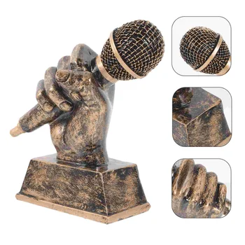 Трофей микрофон Музикална награда Статуетка за пеене Скулптура микрофон Декоративна украса плотове от смола