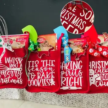Тъканни кухненски ръкавици за коледни саксии, Нови Забавни червени Декоративни кухненски ръкавици за фурна, Здрава опаковане на Коледен подарък, за Коледа
