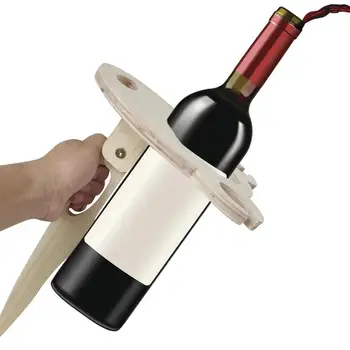 Уличен винарска масичка Преносим Плажен масичка-Поднос за вино поставка за Чаши Wooden за съхранение на вино, Капацитет за 2 чаши, 1 бутилка и чиния с плодове