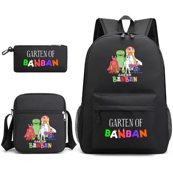 Училищен раница Garten of Banban Game, раница за момичета и момчета, чанта за моливи, Back to School Three / Набор от студентски подаръци, детски чанти