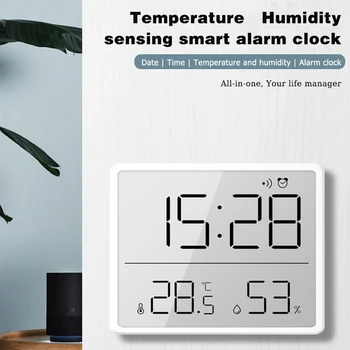 Фини електронни часовници Минималистичные цифров часовник, монтиран на стената LCD дисплей, многофункционална аларма за температура и влажност на въздуха