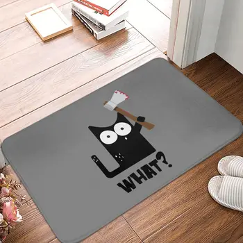 Хелоуин, черна котка, противоскользящий мат, кухненски мат, Кой балконный килим, килимче за входната врата, домашен декор