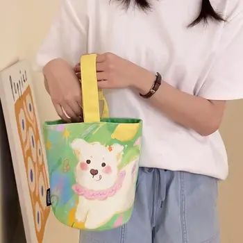Холщовая чанта Преносима чанта с графити от плат Оксфорд, чанта за студенти със заек, чанта, голям капацитет за студенти