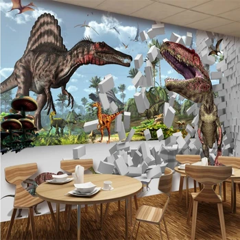 Царството на динозаврите бейбеханг 3D триизмерна фон детска стая стенни картини по поръчка голяма фреска зелени тапети