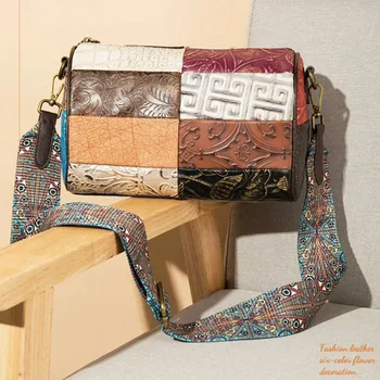 Чанти от естествена кожа, чанта-месинджър в национален стил, етнически стил, модни универсална чанта, чанти, в ретро стил